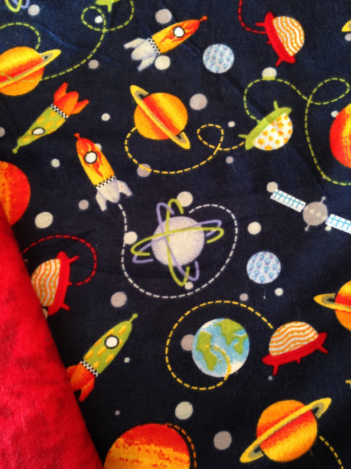 Outer Space, Rocket, WEIGHTED BLANKET Ready To Ship 3,4,5 pounds. 28x32