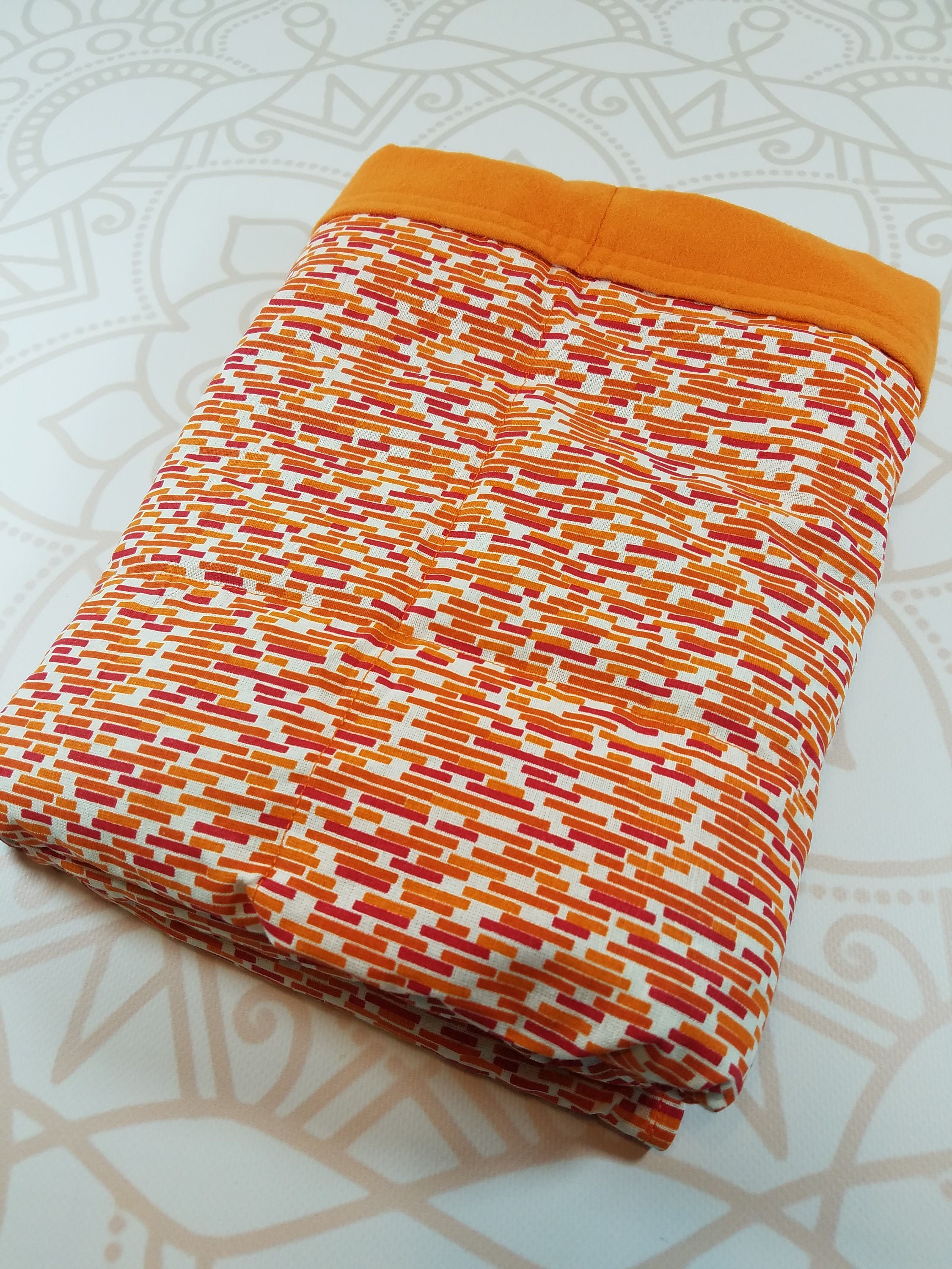 Ready To Ship, 4 Pound, 28x32, WEIGHTED BLANKET, Orange Subway Tiles