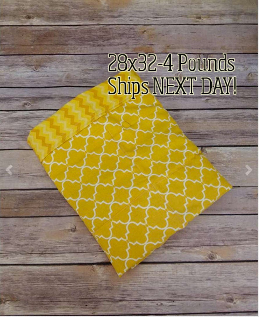 Yellow Moroccan, 4 Pound, WEIGHTED BLANKET, 4 pounds, 28x32 for Autism