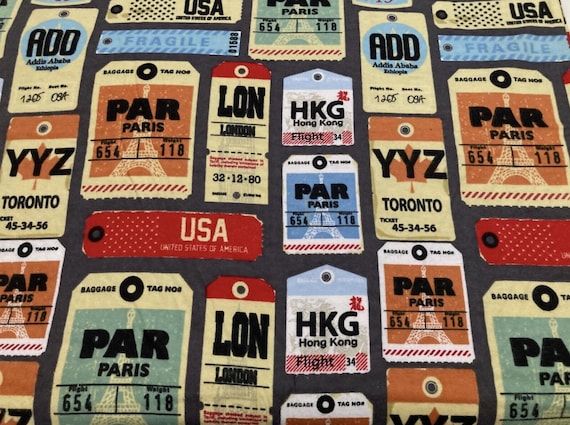 Baggage Tags Theme Weighted Blanket, Cotton Flannel, Up to Twin Size, 3 to 20 Pounds, Adult Weighted Blanket, SPD, Autism