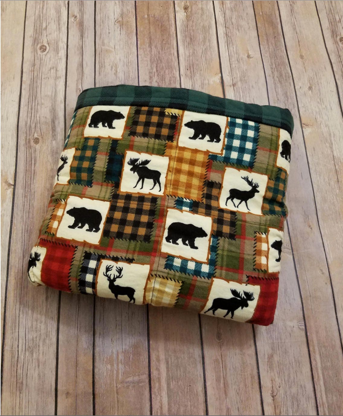 Weighted Blanket, 10 Pound, Wildlife Plaid, 40x60, READY TO SHIP, Twin
