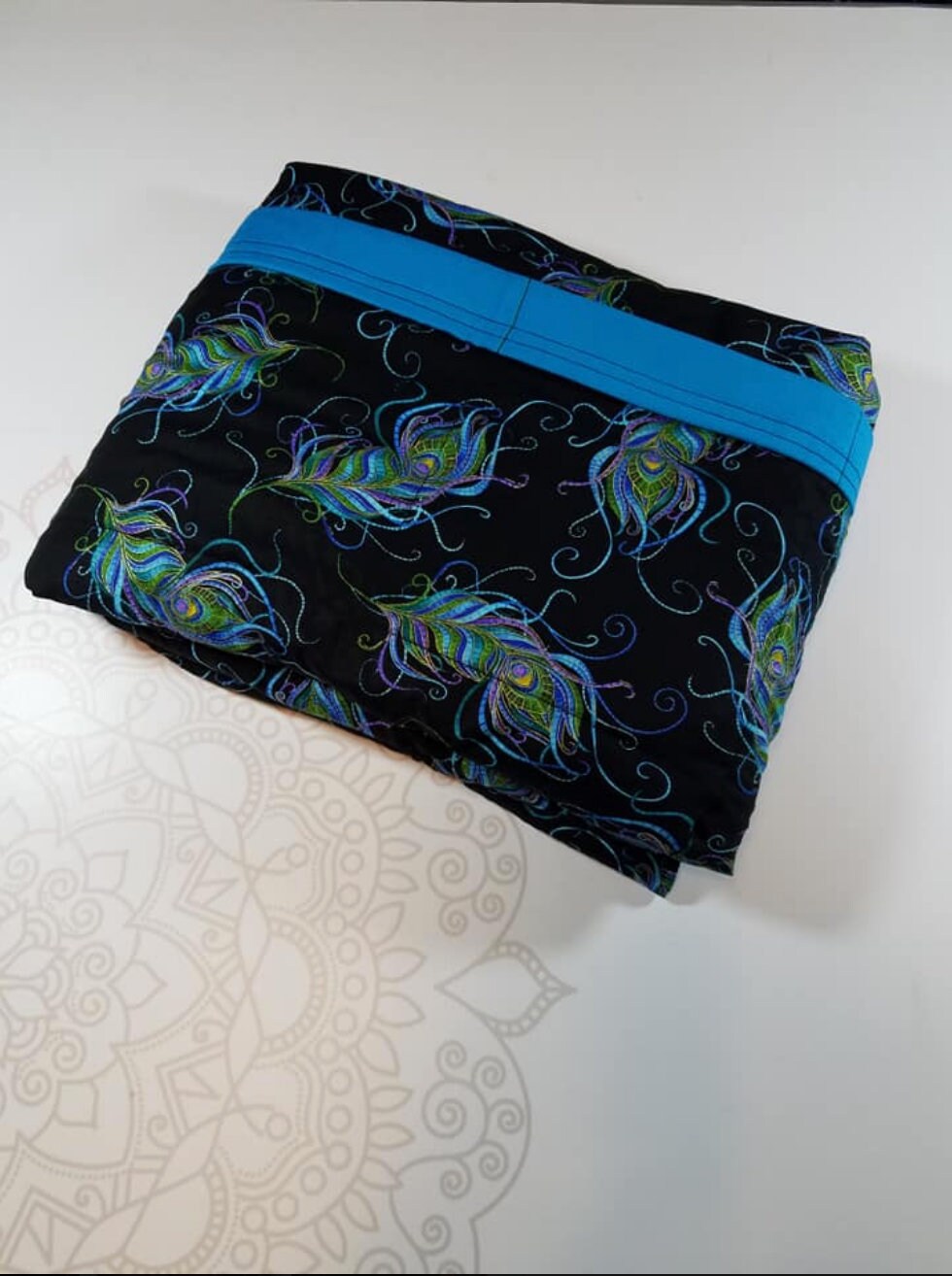 READY to SHIP, 40x50, 10 Pounds, Weighted Blanket, Mosaic Peacock
