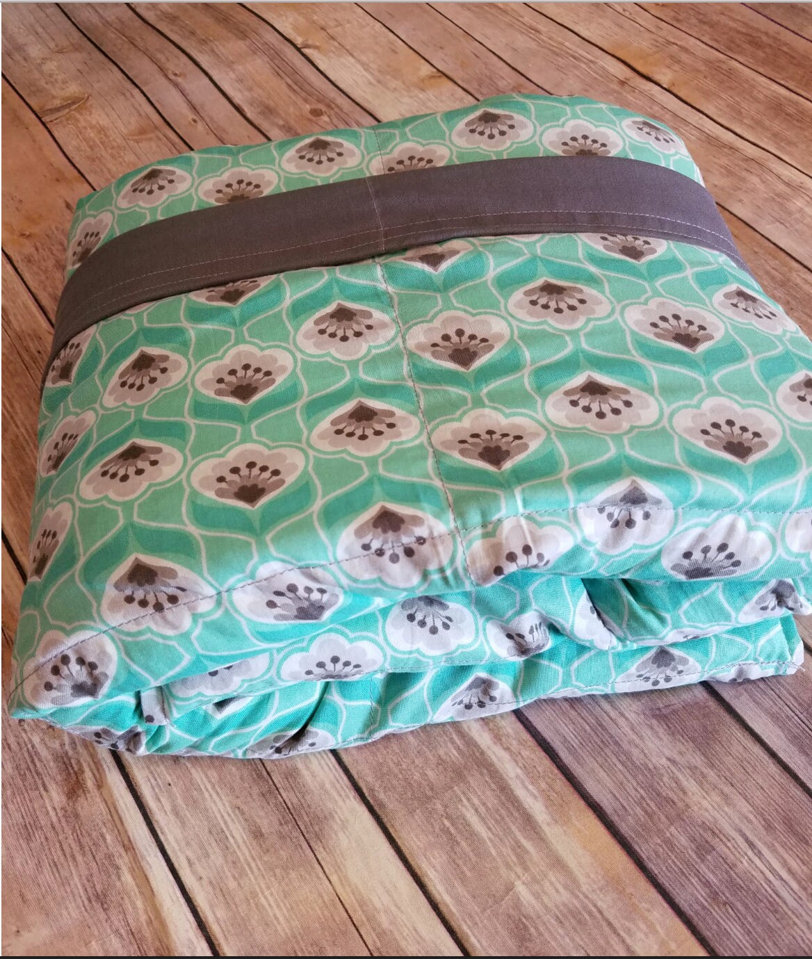 Weighted Blanket, 20 Pound, Mint and Gray, 40x70, READY TO SHIP, Twin