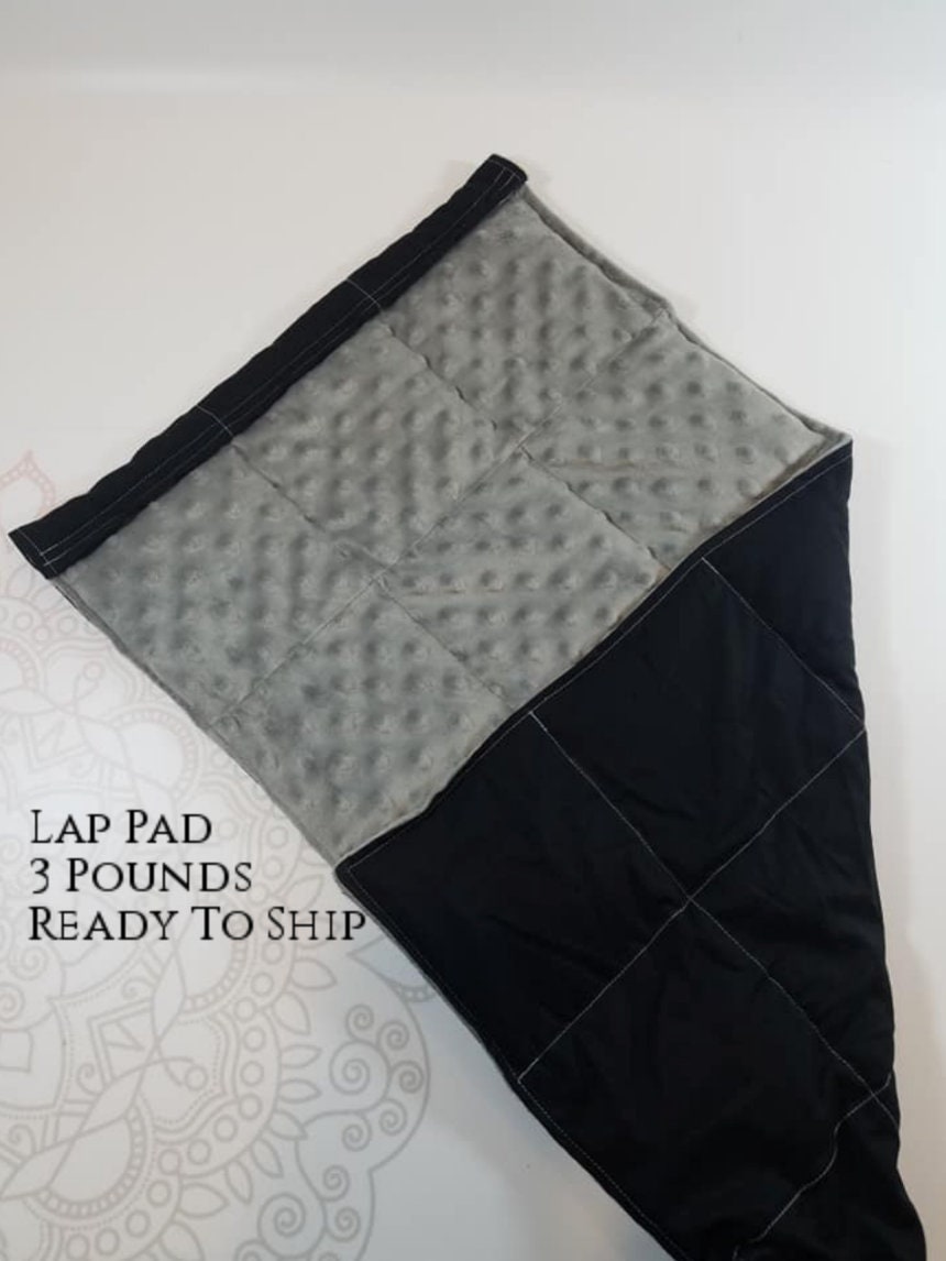 READY TO SHIP, Black, Gray Minky, Weighted, Lap Pad/Travel Weighted