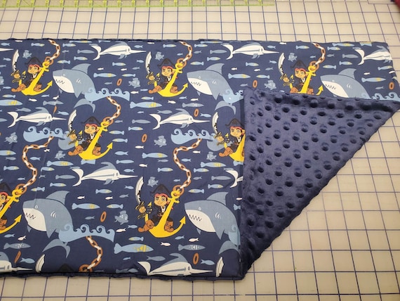 Weighted Lap Pad, Pirate Fabric with Navy Minky Back, 14x22 inches, 3 Pounds, Fidget Pad, Homework Pad, Sensory Companion