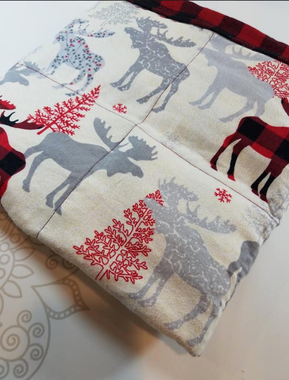READY to SHIP, Weighted Blanket, 40x508 Pounds, Moose Flannel, Red