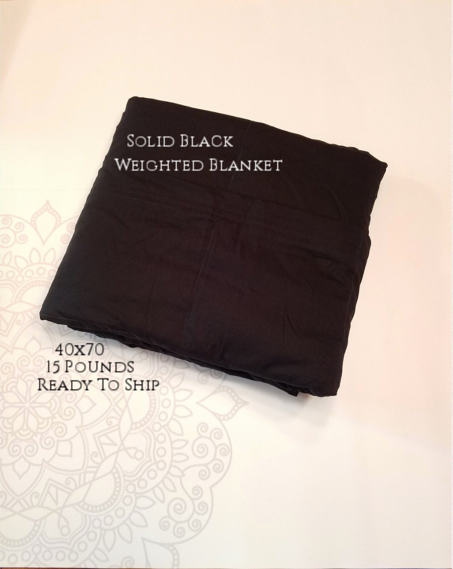 READY to SHIP, Weighted Blanket, 40x70-15 Pounds, Black Woven Cotton