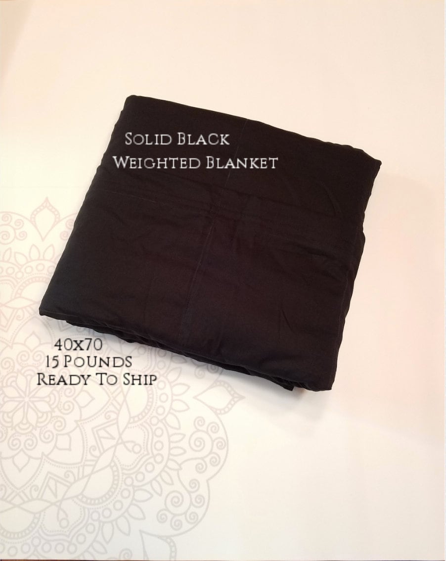 READY to SHIP, Weighted Blanket, 40x7015 Pounds, Black Woven Cotton