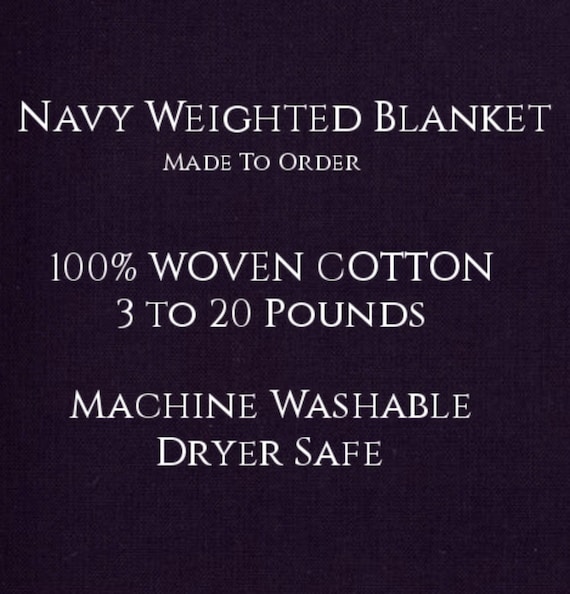 Solid Color, Weighted Blanket, NAVY, Up to Twin Size 3 to 20 Pounds.  Calming, Heavy Blanket, SPD, Autism, Weighted Blanket.