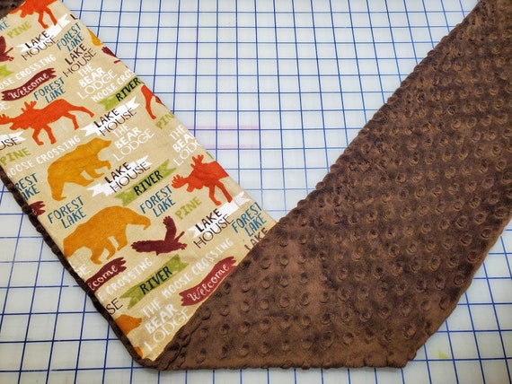 Weighted Neck Wrap, Wildlife Print with Brown Minky, 32x7 Inches, 3 to 6 Pounds, Weighted Shoulder Wrap, Minky Adult Weighted Neck Wrap