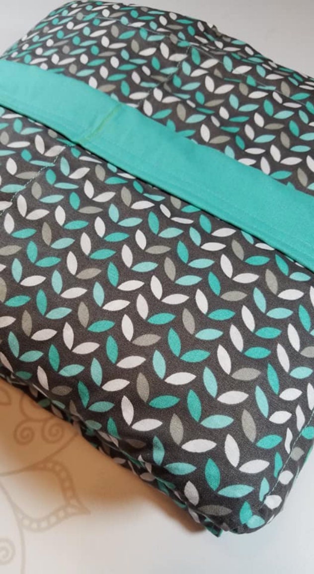 READY to SHIP, Weighted Blanket, 40x50-15 Pounds, Teal Leaves Cotton