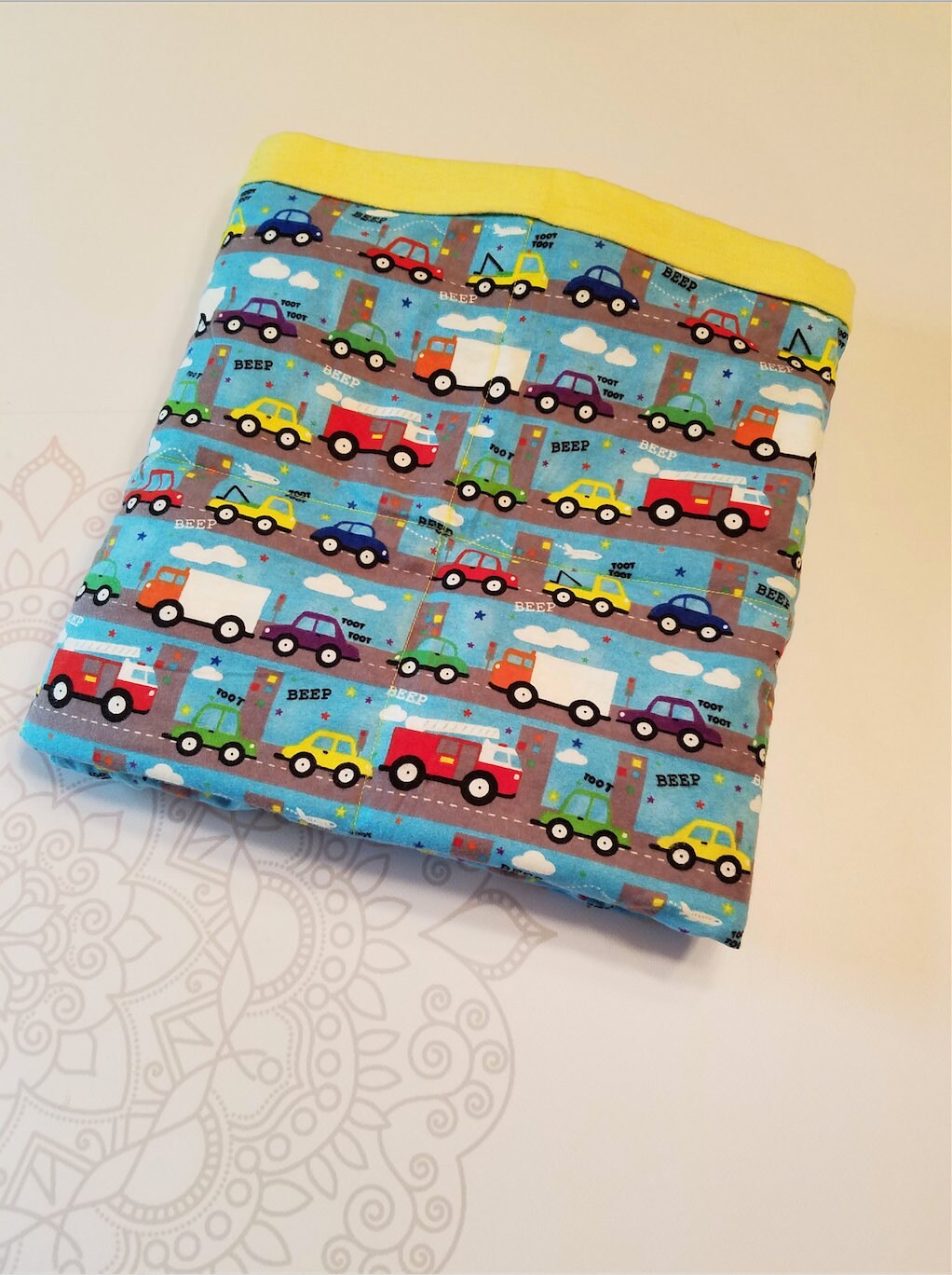 READY to SHIP, Weighted Blanket, 40-42, 6 Pounds, Traffic, Yellow