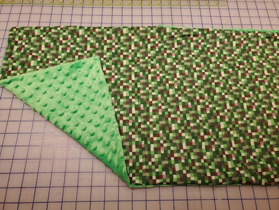 Weighted Lap Pad, Pixel Fabric with Lime Minky Back, 14x22 inches, 3 Pounds, Fidget Pad, Homework Pad, Sensory Companion