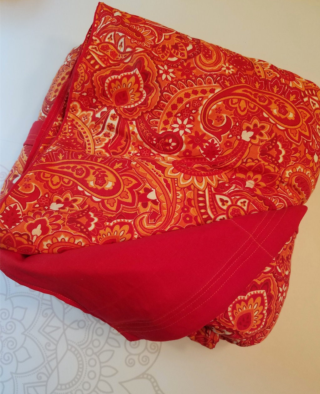 READY to SHIP, Weighted Blanket, 40x80-20 Pounds, Red Paisley, Red