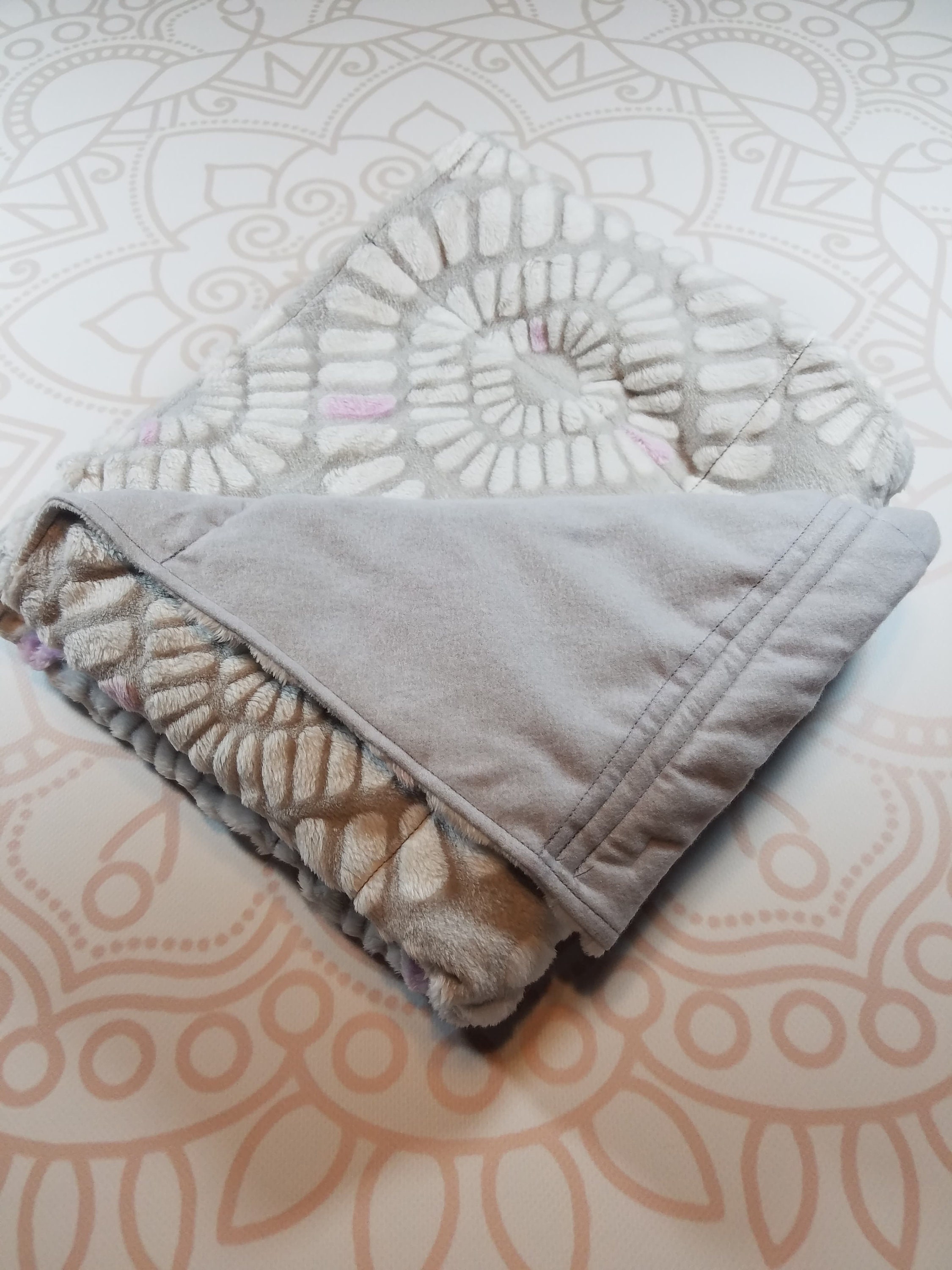 Ready To Ship, 5 Pound, 28x32, WEIGHTED BLANKET, Gray Pink Minky, Gray