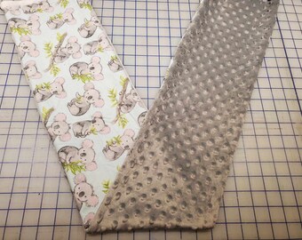 Weighted Neck Wrap, Koala with Grey Minky, 32x7 Inches, 3 to 6 Pounds, Weighted Shoulder Wrap, Minky Adult Weighted Neck Wrap