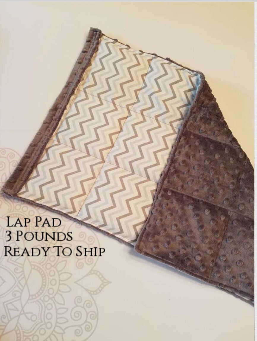 READY TO SHIP, Gray Chevron, Weighted, Lap Pad/Small Blanket/Travel