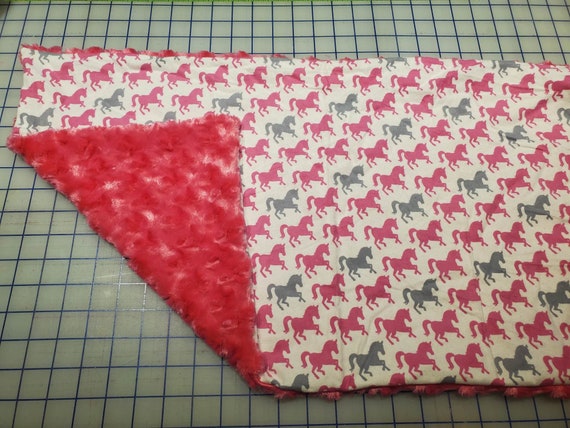 Weighted Lap Pad, Unicorn Fabric with Hot Pink Rosette Minky Back, 14x22 inches, 3 Pounds, Fidget Pad, Homework Pad, Sensory Companion