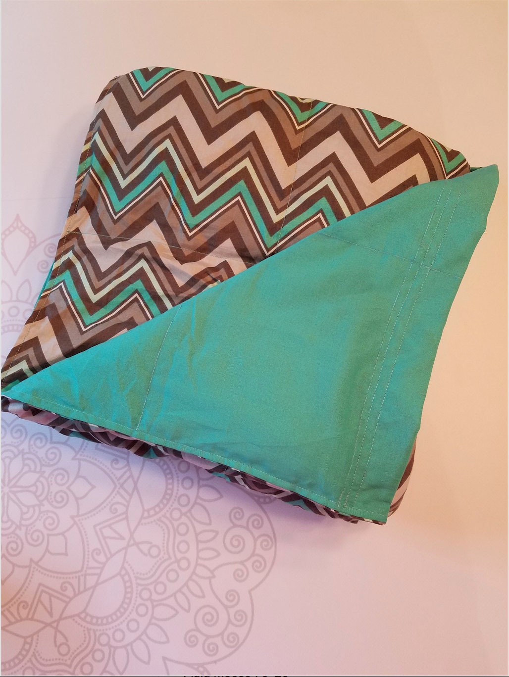 READY to SHIP, Weighted Blanket, 40x5015 Pounds, Teal Chevron Cotton