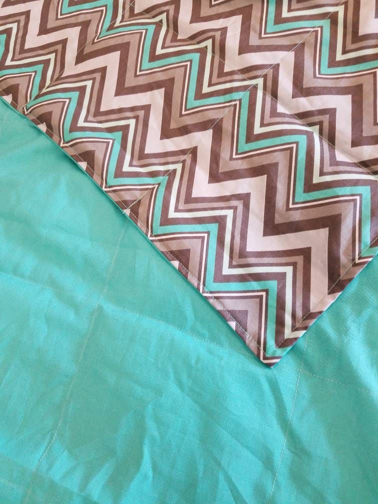 Weighted Blanket, 15 Pound, Gray Teal Chevron, 40x70, READY TO SHIP