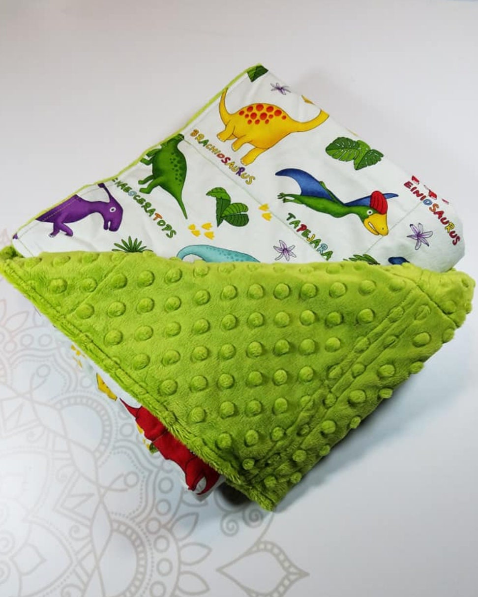 Dinosaur, Minky, Weighted Blanket, 3 pound, Ready To Ship, 28x32, for