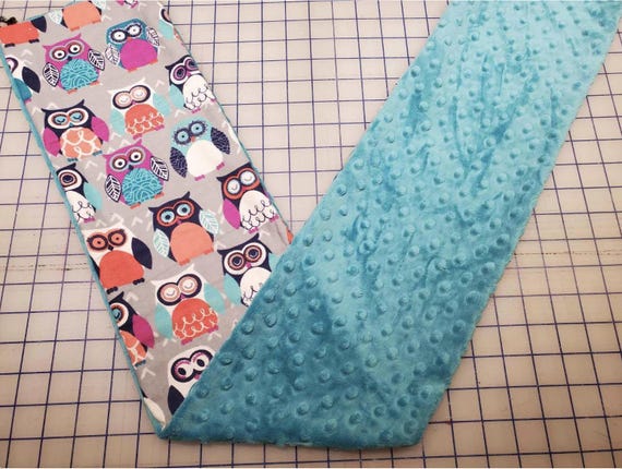 Weighted Neck Wrap, Owl with Teal Minky, 32x7 Inches, 3 to 6 Pounds, Weighted Shoulder Wrap, Minky Adult Weighted Neck Wrap