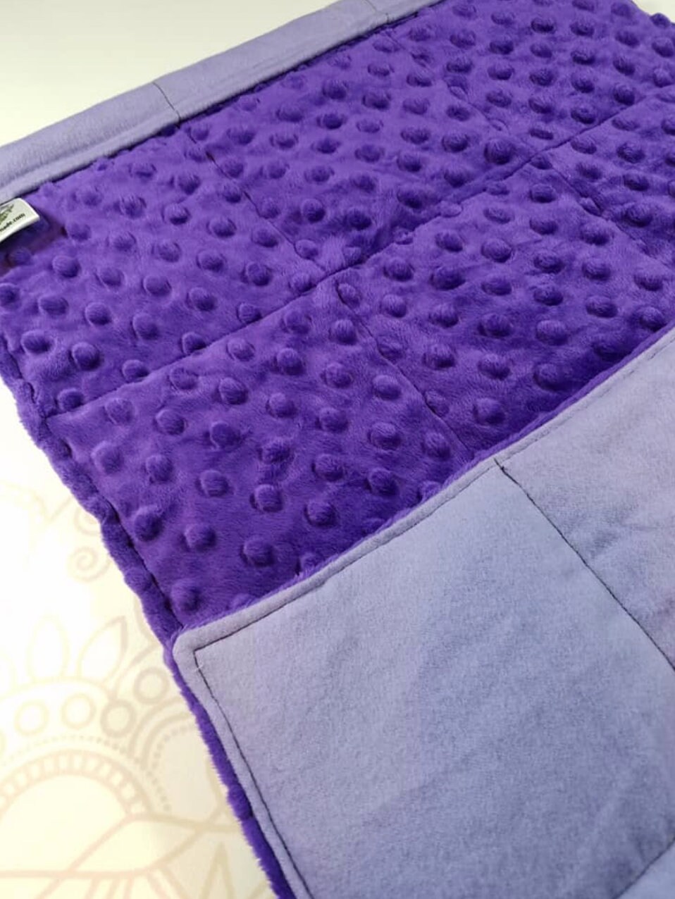 READY TO SHIP, Royal Purple Minky Front, Lilac Cotton Flannel Back, Lap Pad/Weighted Blanket, 3