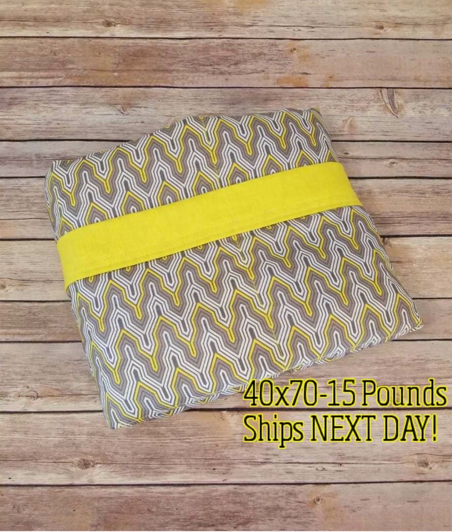 Weighted Blanket, 15 Pound, Gray Yellow Geometric, 40x70, READY TO SHIP