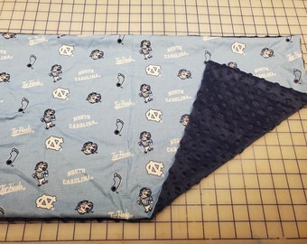 Weighted Lap Pad, College Fabric with Navy Minky Back, 14x22 inches, 3 Pounds, Fidget Pad, Homework Pad, Sensory Companion