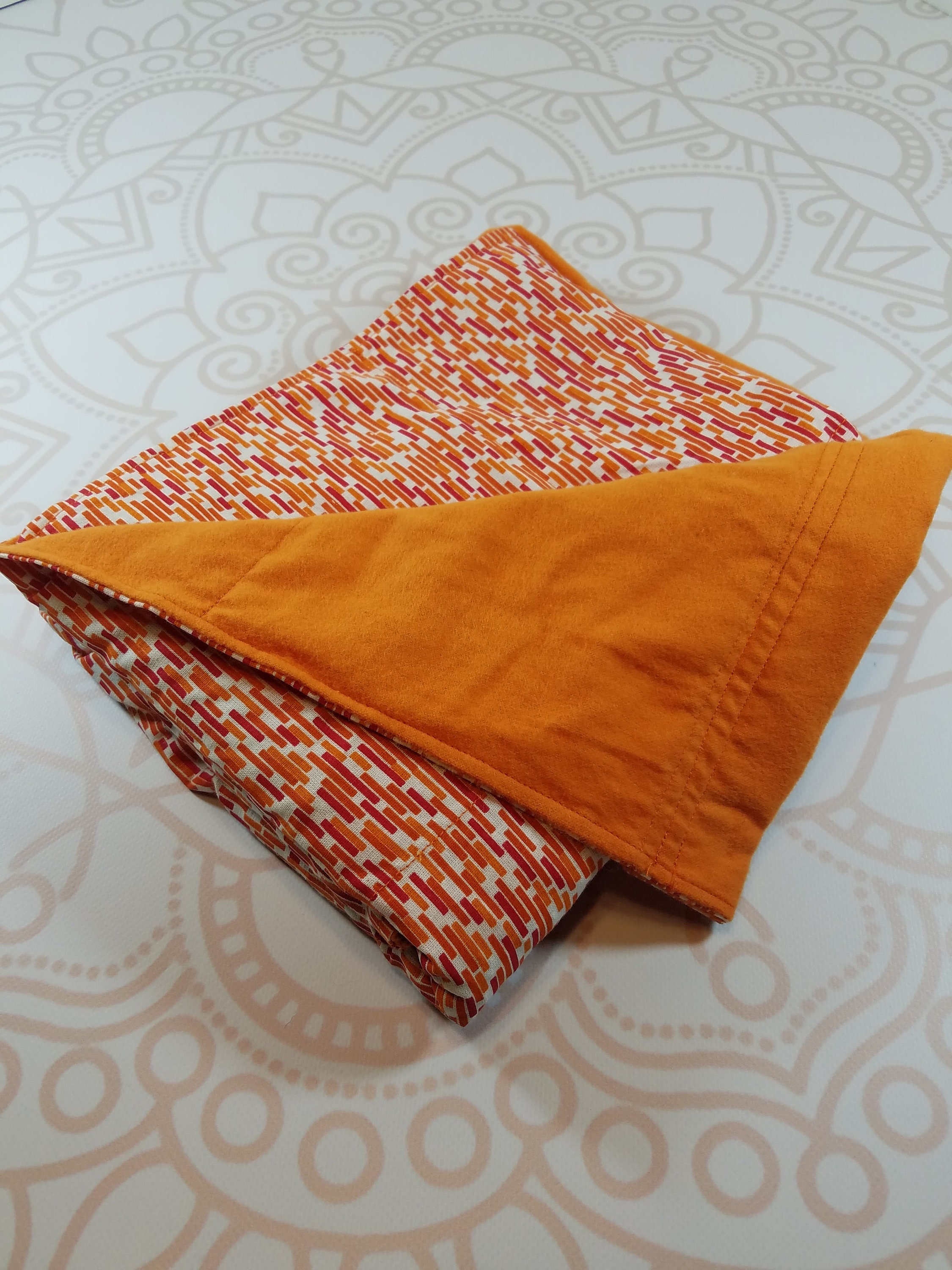 Ready To Ship, 4 Pound, 28x32, WEIGHTED BLANKET, Orange Subway Tiles