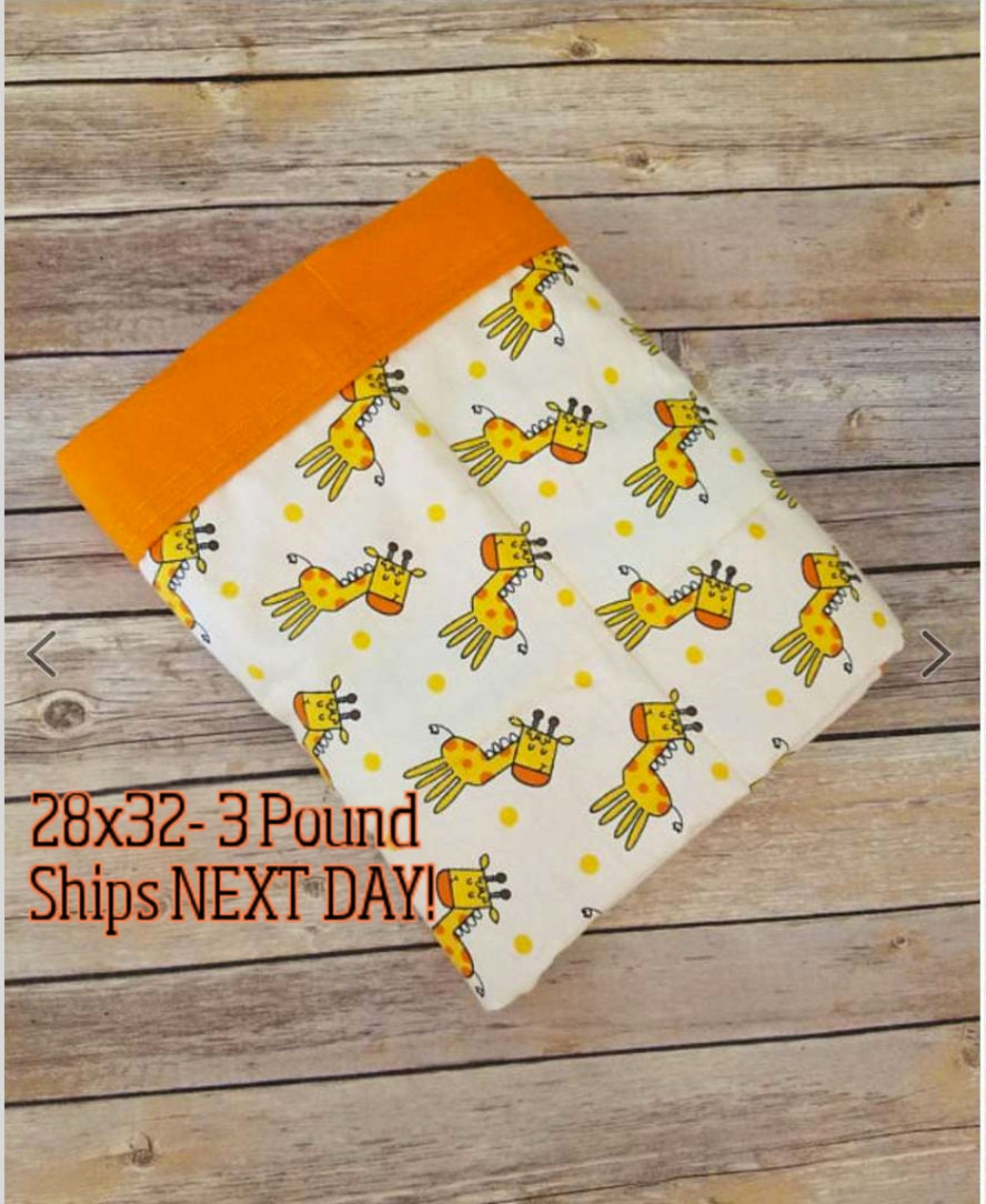 Giraffe, 3 pound, WEIGHTED BLANKET, Ready To Ship, 3 pounds, 28x32 for