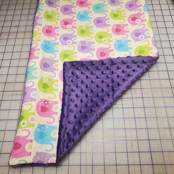 Weighted Lap Pad, Pastel Elephant Front with Purple Minky Back, 14x22 inches, 3 Pounds, Fidget Pad, Homework Pad, Sensory Companion