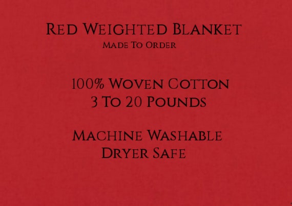 Solid Color, Weighted Blanket, RED, Up to Twin Size 3 to 20 Pounds.  Calming, Heavy Blanket, SPD, Autism, Weighted Blanket.