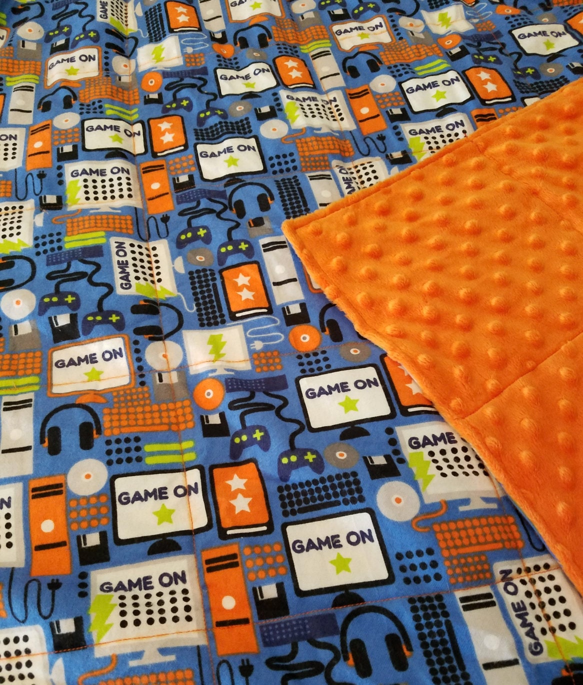 Weighted Blanket, 10 Pound, Minky, Video Game, 40x50, READY TO SHIP