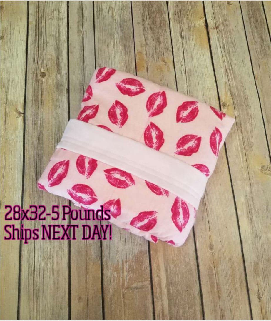 Lips, 5 Pound, WEIGHTED BLANKET, Ready To Ship, 5 pounds, 28x32, for