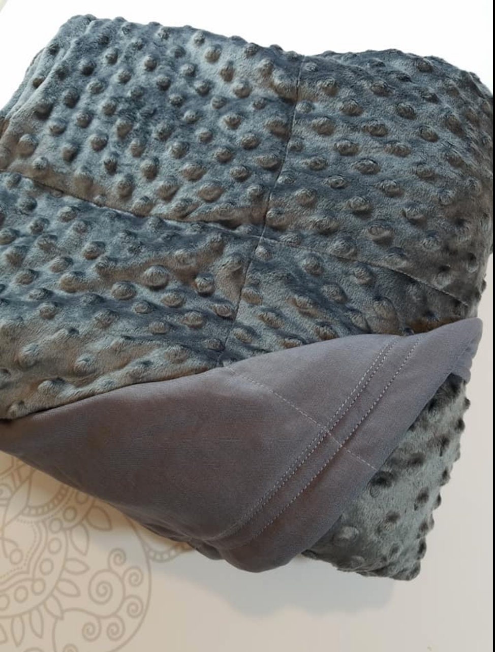 READY to SHIP, Weighted Blanket, 40x80-15 Pounds, Charcoal Gray Minky