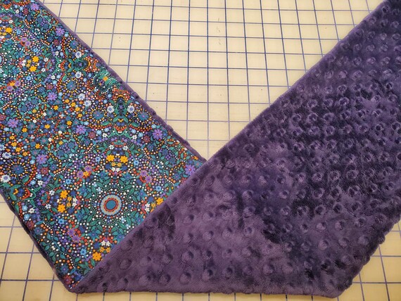 Weighted Neck Wrap, Mandala Print with Indigo Dot Minky, 32x7 Inches, 3 to 6 Pounds, Weighted Shoulder Wrap, Minky Adult Weighted Nec
