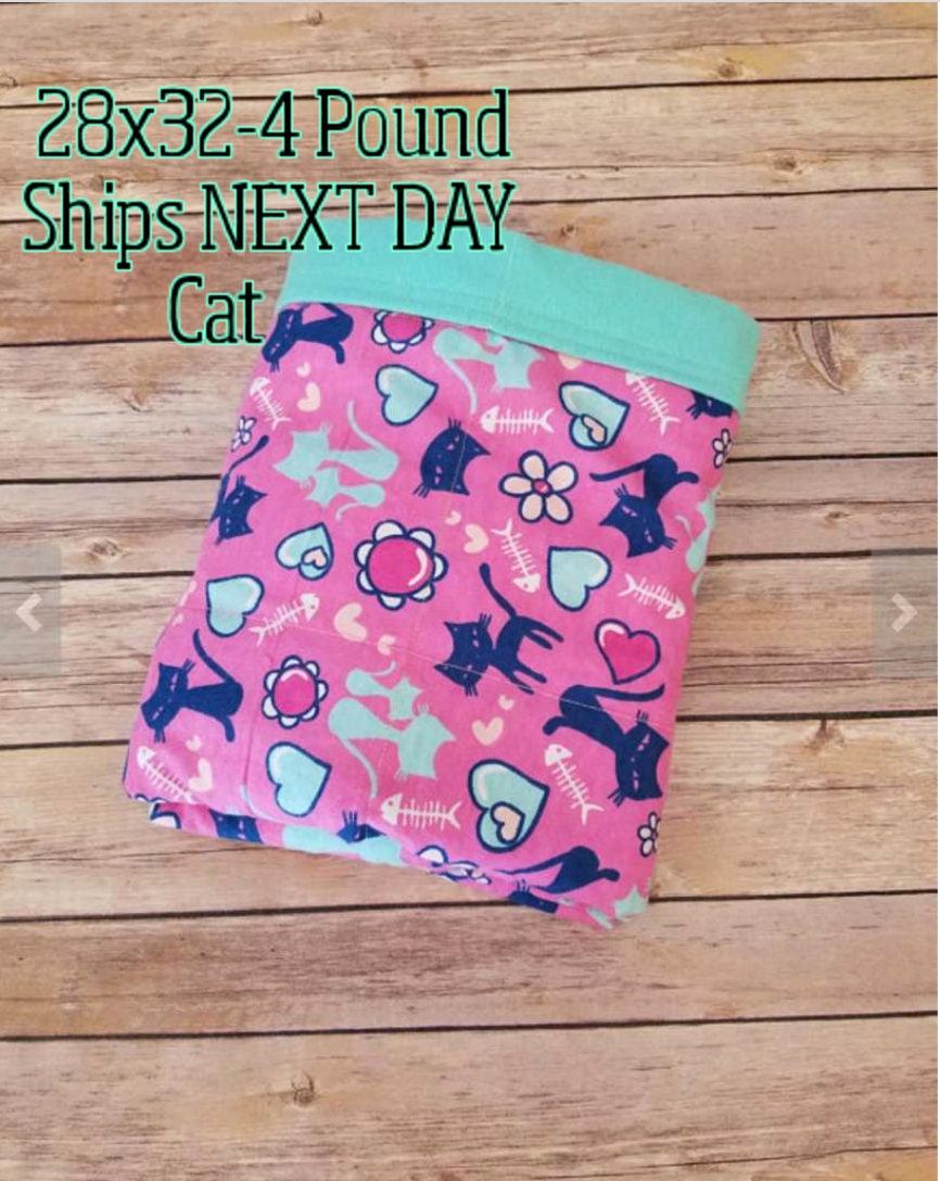 Kitty, Cat, 4 Pound, WEIGHTED BLANKET, Ready To Ship, 4 pounds, 28x32