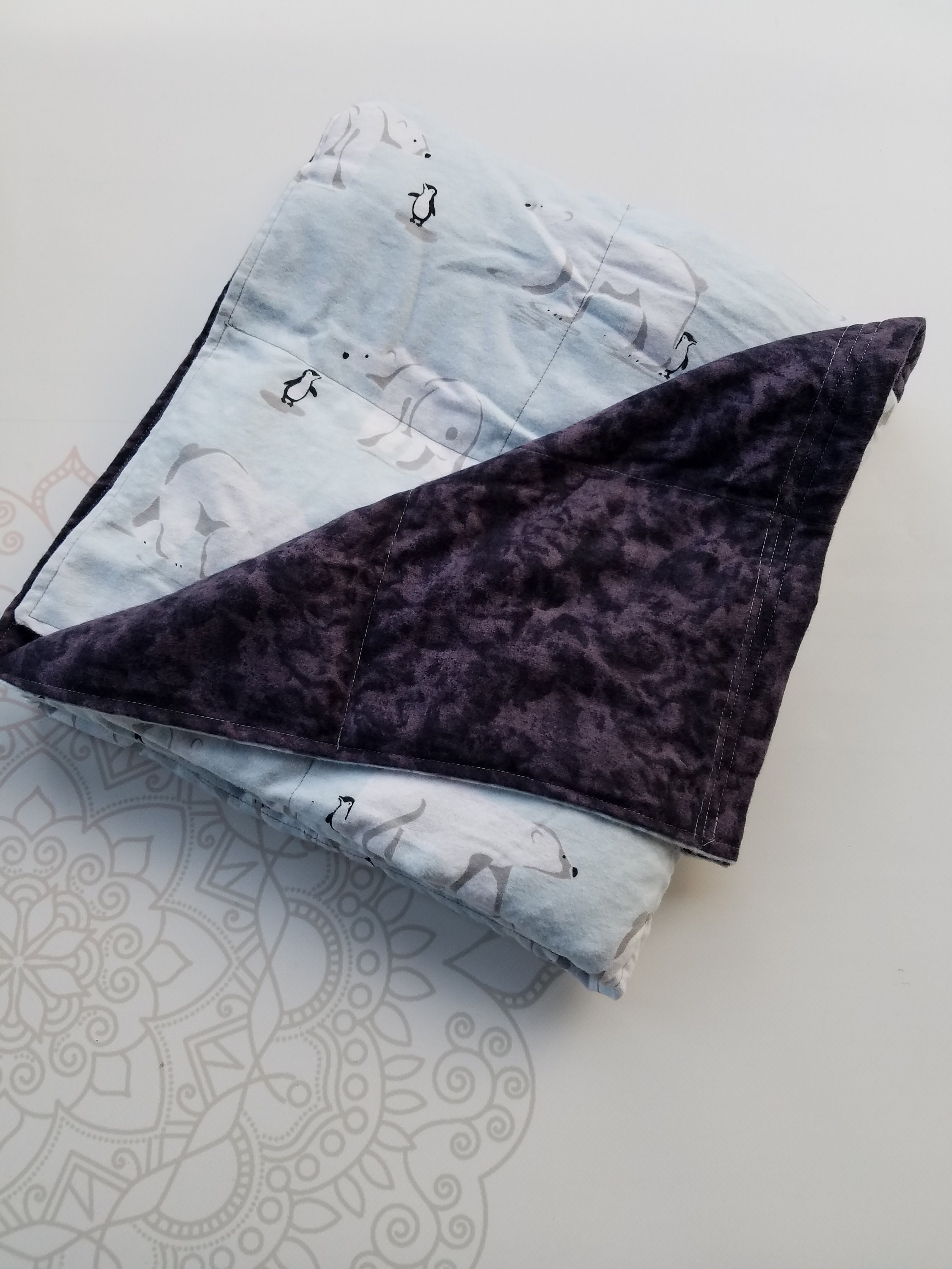 READY to SHIP, Weighted Blanket, 40x428 Pounds, Polar Bear Penguin