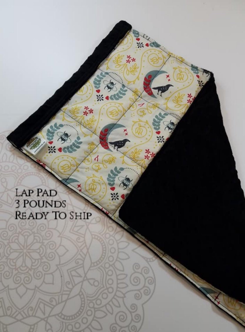 READY TO SHIP, Folk Art Woven Cotton, Black Minky Back, Weighted, Lap