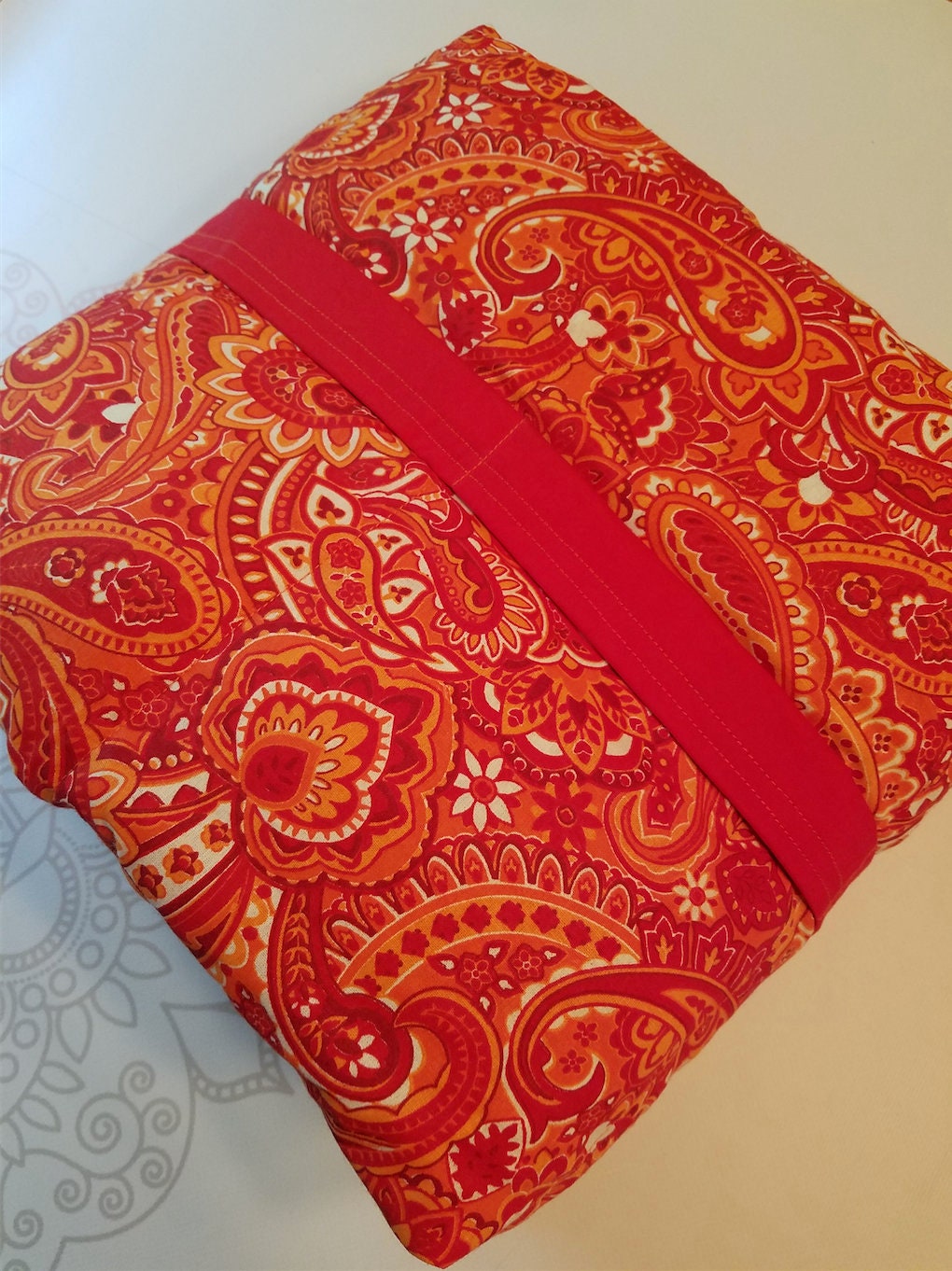 READY to SHIP, Weighted Blanket, 40x80-20 Pounds, Red Paisley, Red