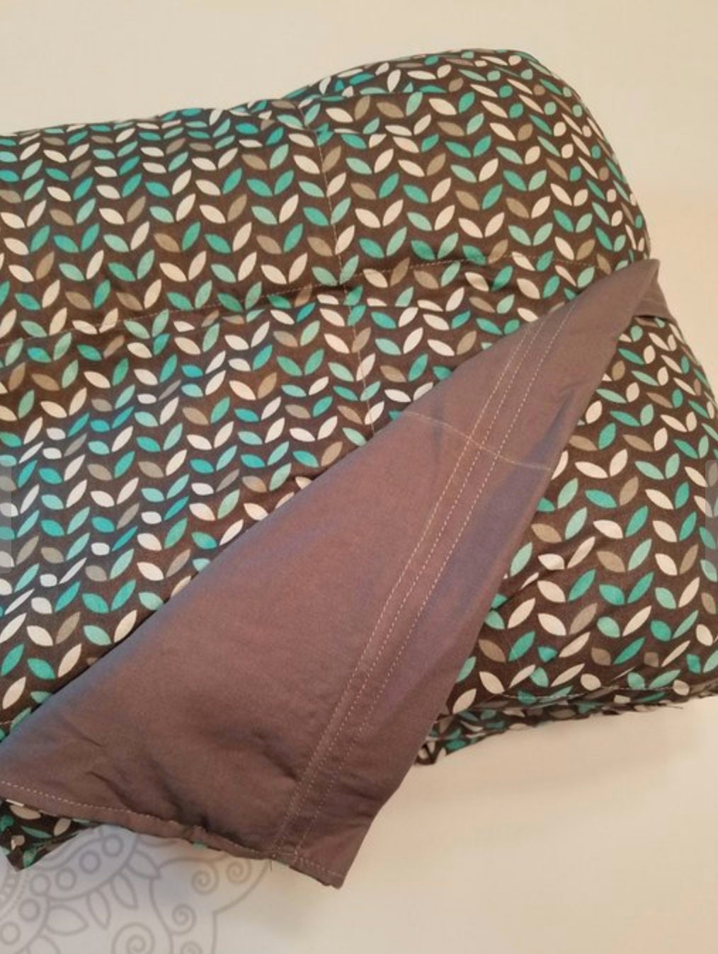 READY to SHIP, Weighted Blanket, 40x60-10 Pounds, Teal Gray Leaves