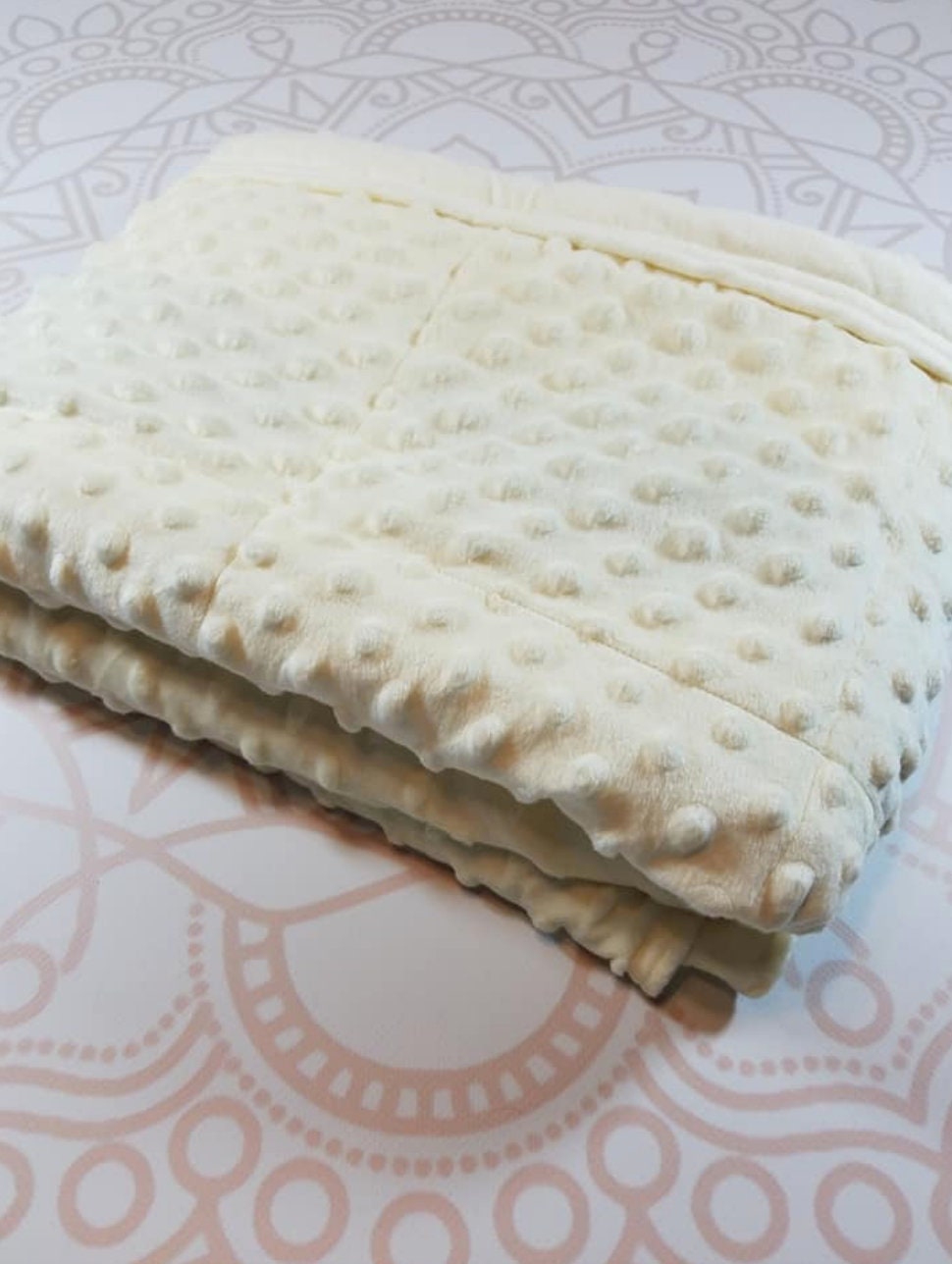 Ready To Ship, 40X42, Ivory Minky, 7 Pound, WEIGHTED BLANKET, Ready To