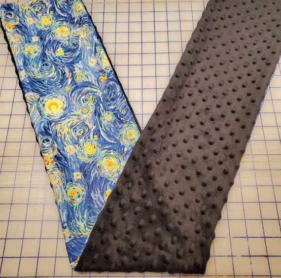 Weighted Neck Wrap, Starry Night Print with Black Minky, 32x7 Inches, 3 to 6 Pounds, Weighted Shoulder Wrap, Minky