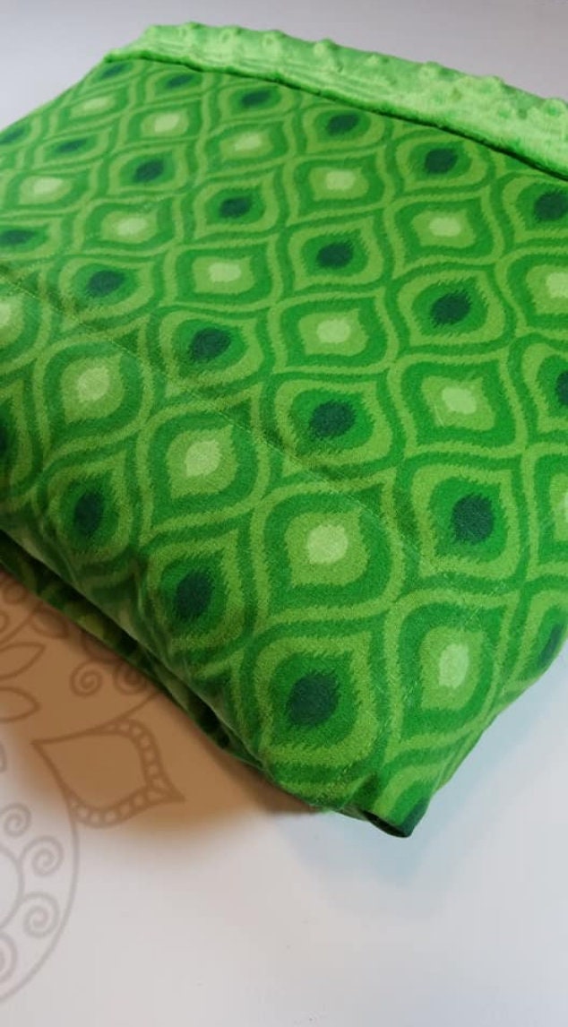 READY to SHIP, Weighted Blanket, 40x60-10 Pounds, Green Moroccan Front