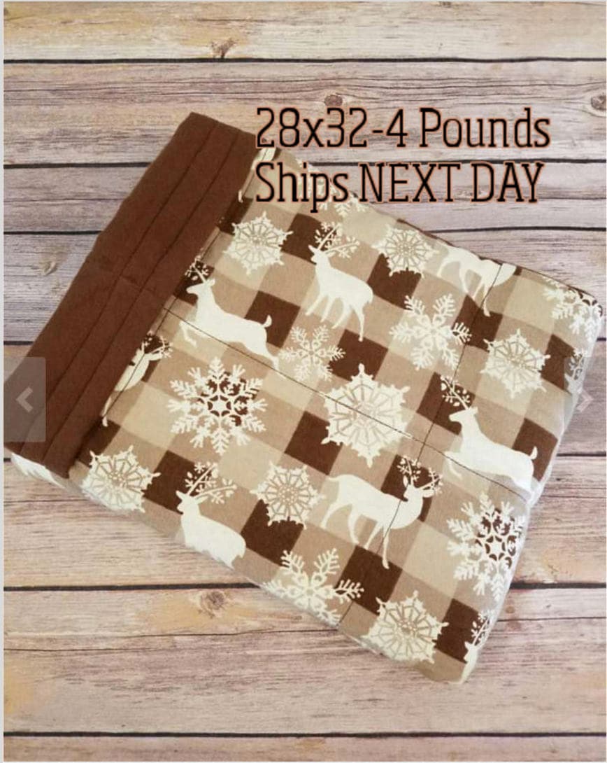 Deer, 4 Pound, WEIGHTED BLANKET, Ready To Ship, 4 pounds, 28x32, for