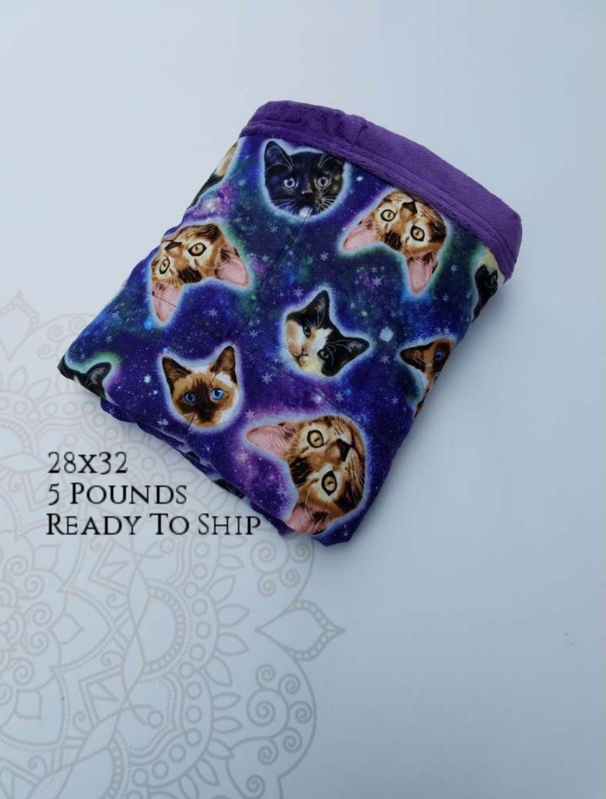 READY to SHIP, Weighted Blanket, 28x325 Pounds, Space Cats Woven