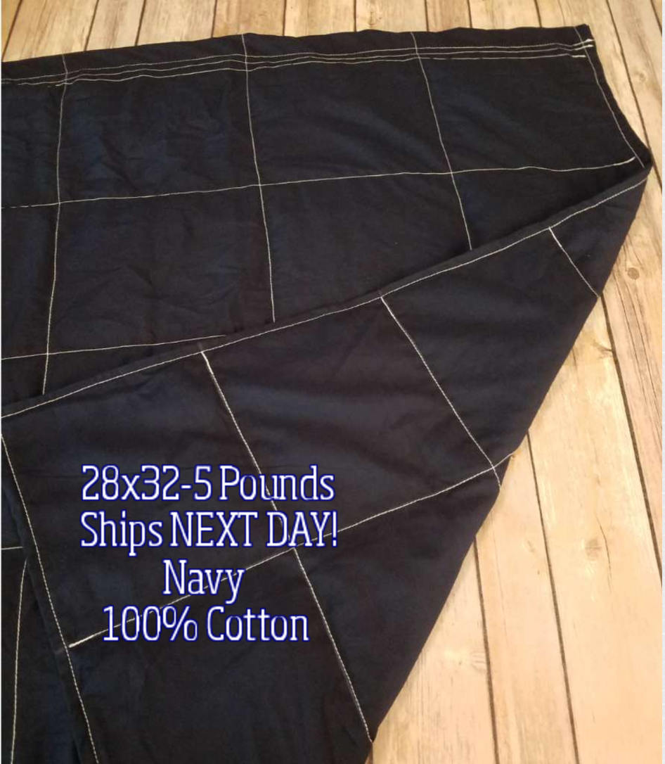 Navy, 5 Pound Weighted Blanket, 28x32, 5 Pounds, For autism, SPD