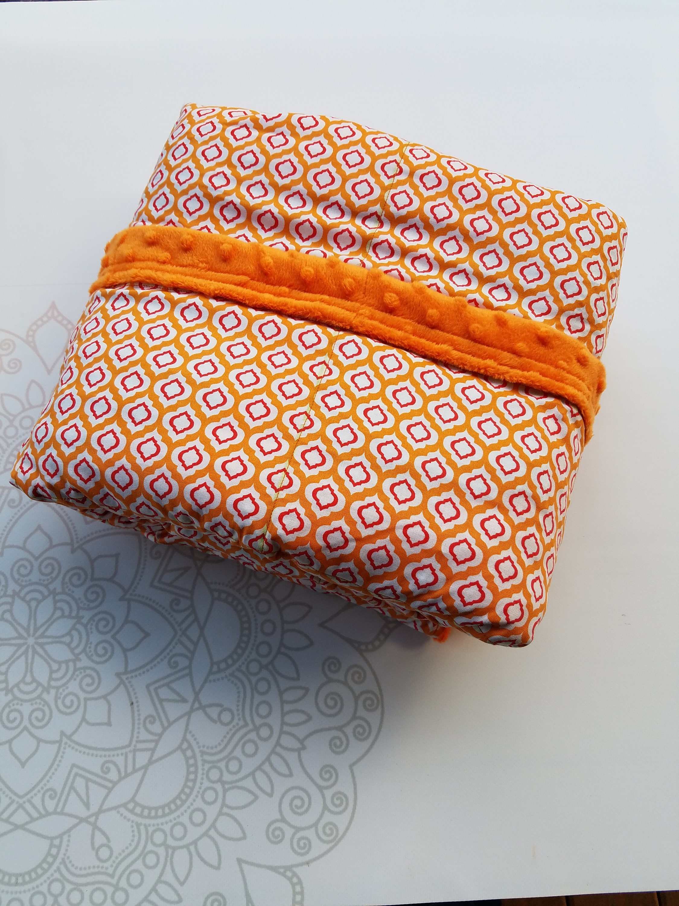 READY to SHIP, Weighted Blanket, 40x7015 Pounds, Red Orange Moroccan