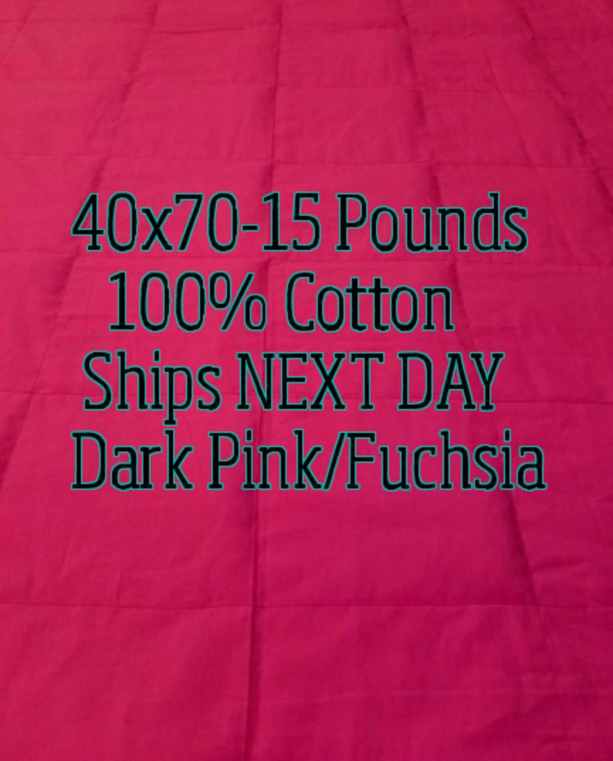 Weighted Blanket, 15 Pound, Dark Pink, 40x70, READY TO SHIP, Twin Size